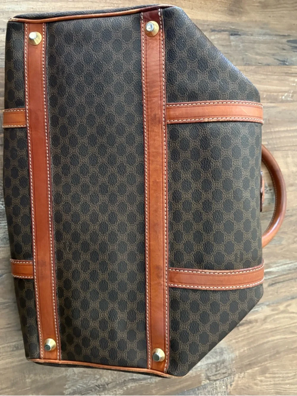 Celine Brown Monogram Travel Tote with Tan Leather Trim - Picture 3 of 6